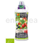 El Fertilizante Fresas y Frutos Rojos COMPO es un abono líquido. Creado para el cultivo de fresas y frutos rojos, es rico en potasio, que intensifica el color y sabor de este tipo de frutos. Su uso está recomendado para la agricultura ecológica, dispone de certificado ECOCERT.