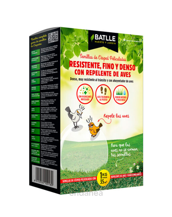 Semillas Césped Resistente, Fino y Denso con Repelente de Aves Batlle