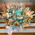 Sombrerera de Flor Seca Azul para Nacimiento Decoración