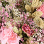 Sombrerera de Flor Seca Rosa para Nacimiento Detalle