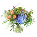 Ramo Azul, Melocotón y Rosa Decoración Jarrón