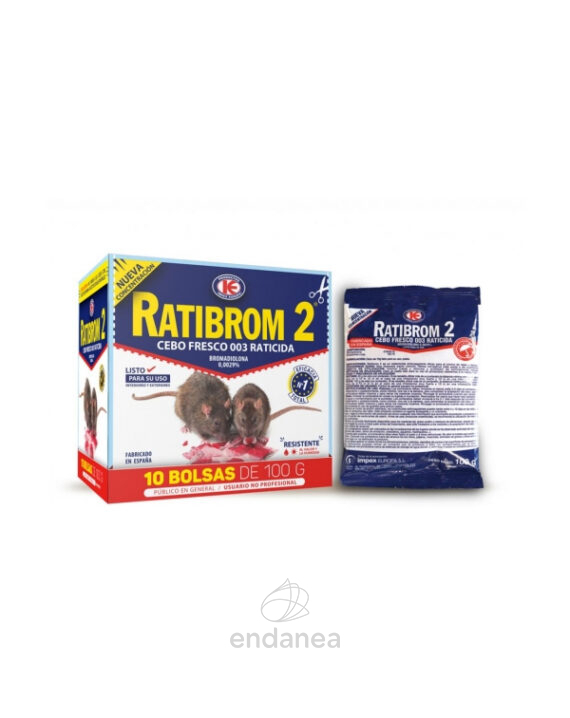 Raticrom 2 Cebo Fresco con Bromadiolona Caja 10 Bolsas 100 g