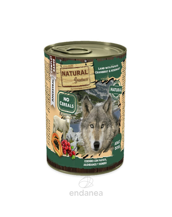 Natural Greatness Cordero con Papayas Perros Adultos 400g